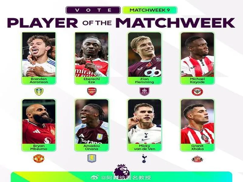 英超本轮最佳球员候选：埃泽、皮克福德、桑托斯入选